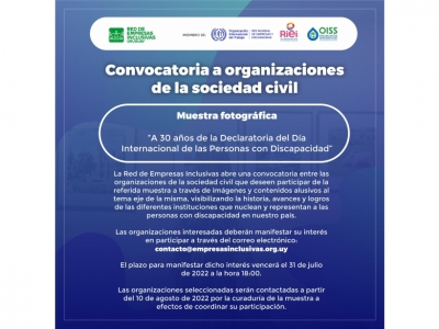 Convocatoria a organizaciones de la sociedad civil | Muestra fotográfica “A 30 años de la Declaratoria del Día Internacional de las Personas con Discapacidad”